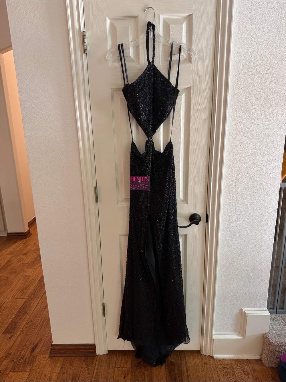 Sherri Hill Black Sequin Halter Evening Gown